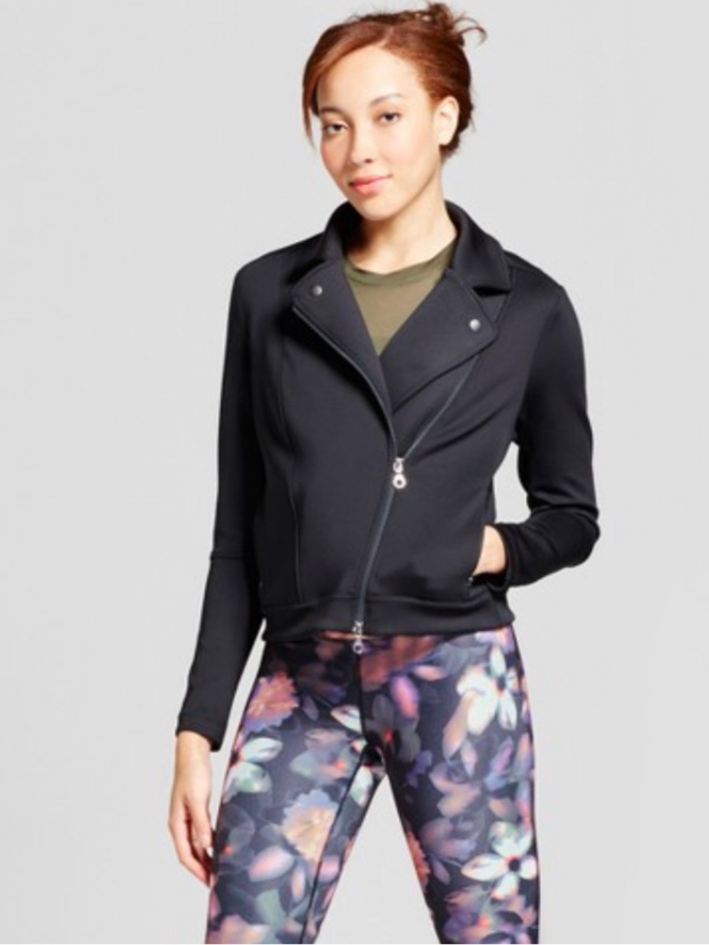 Joy Lab Moto Jacket Black Asymmetrical Zip Women's Sz Medium Motorcycle Scuba